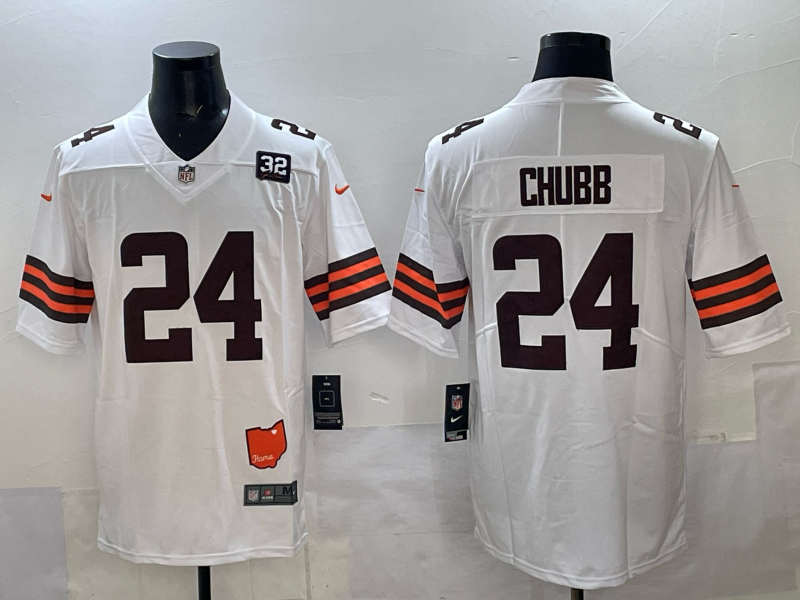 Men 2025 Cleveland Browns #24 Chubb white Nike Limited NFL Jersey 002->boston red sox->MLB Jersey
